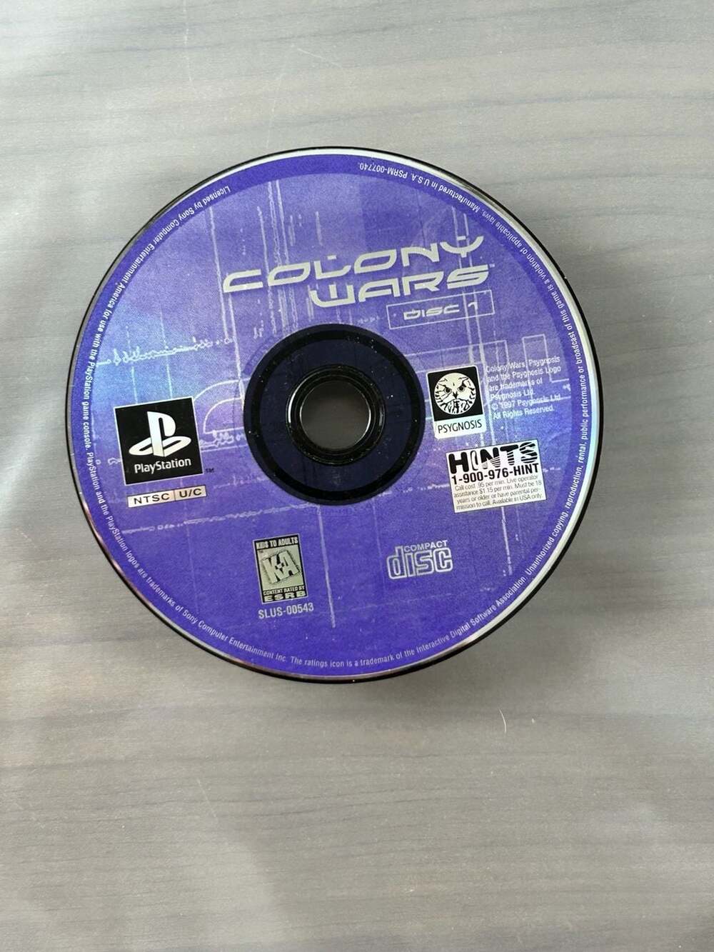 Colony Wars PS1 PlayStation 1 Disc 1 Only SLUS-00543 Psygnosis Untested